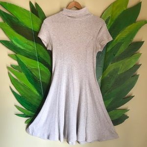 Ribbed Turtleneck Skater Dress in oatmeal by ASOS